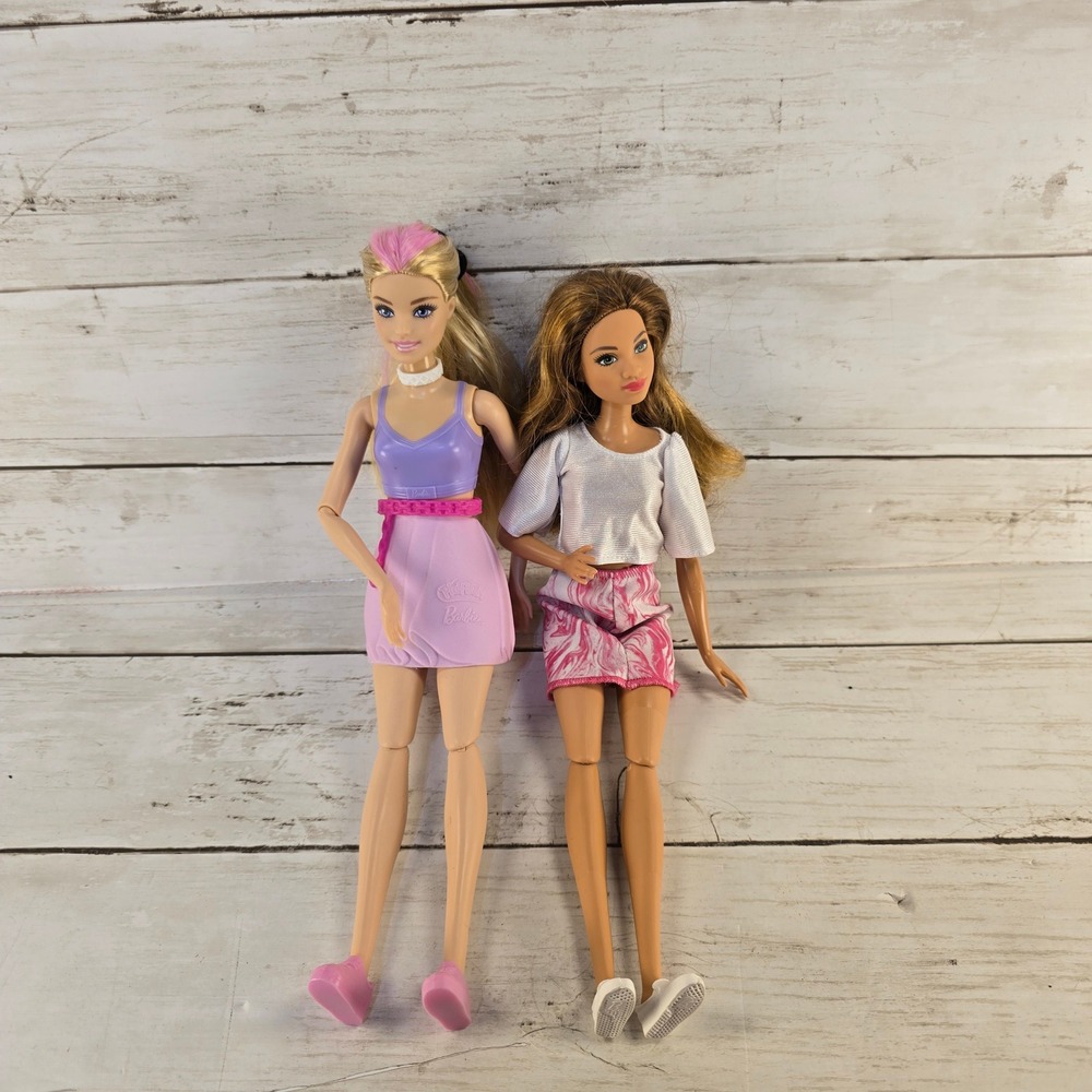 Mattel Barbie Doll Lot 2021 Play-Doh & 2015 Fashionistas HHB70 Blonde Pink